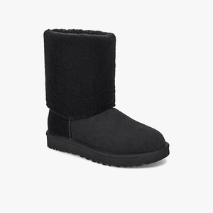 Ugg Classic Short II Sherpa Cuff Women Boots Black (9236WHGBD)